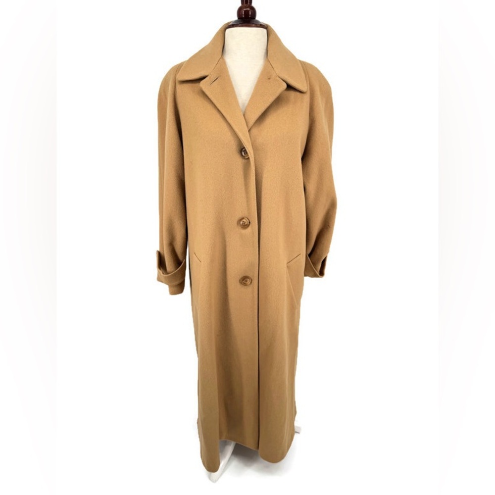 Vintage MDP Mario De Pinto Camel 100% Wool Long Coat Made in USA Size L/XL‎